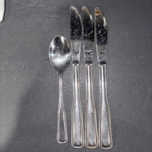 Harbourtown Stainless Flatware Japan 1 Spoon 3 Knives Beaded Handle